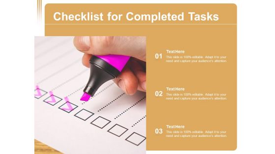 Checklist For Completed Tasks Ppt PowerPoint Presentation Inspiration Icon PDF
