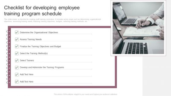 Checklist For Developing Employee Training Programe Schedule Slides PDF Checklist For Developing Employee Training Programe Schedule Slides PDF