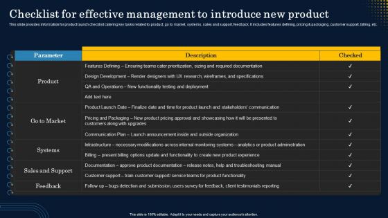 Checklist For Effective Management To Introduce New Product Guidelines PDF Checklist For Effective Management To Introduce New Product Guidelines PDF