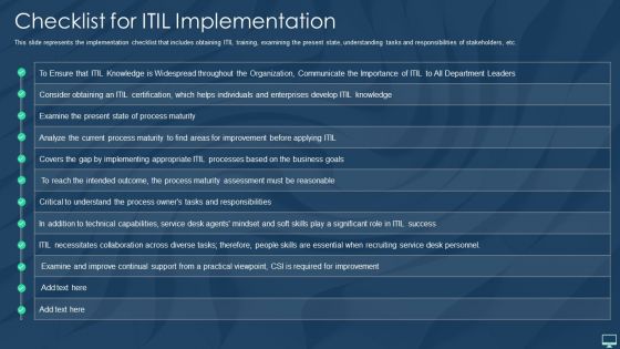 Checklist For ITIL Implementation Ppt Infographic Template Professional PDF Checklist For ITIL Implementation Ppt Infographic Template Professional PDF
