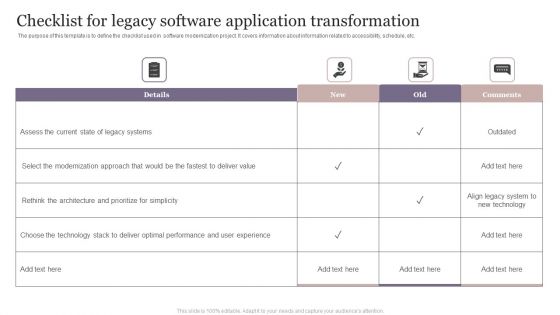 Checklist For Legacy Software Application Transformation Rules PDF