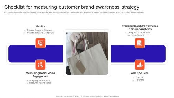 Checklist For Measuring Customer Brand Awareness Strategy Slides PDF