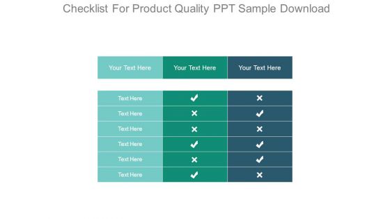 Checklist For Product Quality Ppt Sample Download
