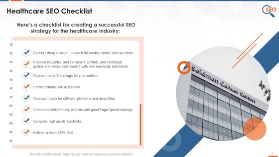 Checklist For Successful SEO Strategy In Healthcare Training Ppt