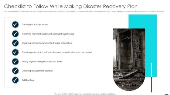 Checklist To Follow While Making Disaster Recovery Plan Slides PDF