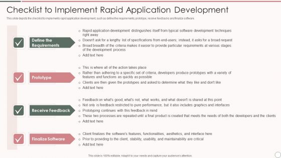 Checklist To Implement Rapid Application Development Template PDF