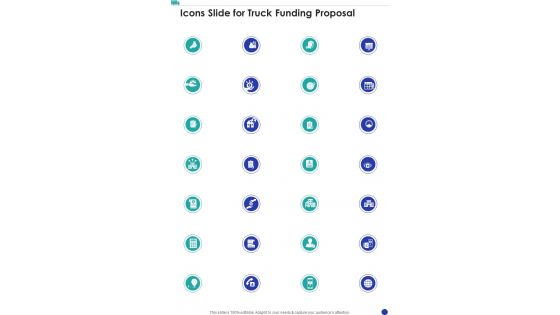 Child House Care Truck Funding Icons Slide For Truck Funding One Pager Sample Example Document