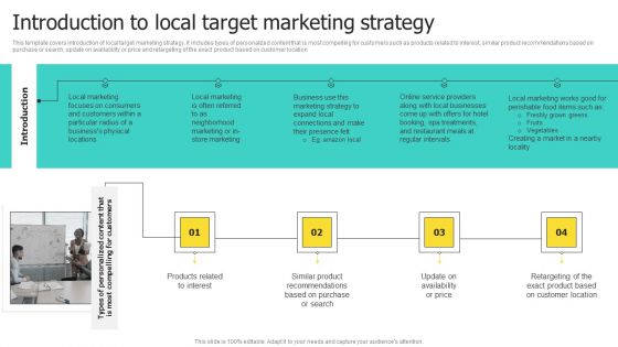 Choosing Target Audience And Target Audience Tactics Introduction To Local Target Marketing Designs PDF