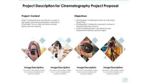 Cinematography Project Proposal Ppt PowerPoint Presentation Complete Deck With Slides
