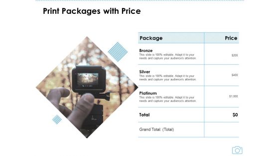 Cinematography Project Proposal Print Packages With Price Ppt Portfolio Introduction PDF