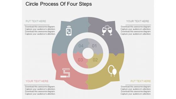 Circle Process Of Four Steps Powerpoint Templates
