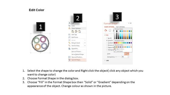 Circular Chain Around Four Gears Powerpoint Templates