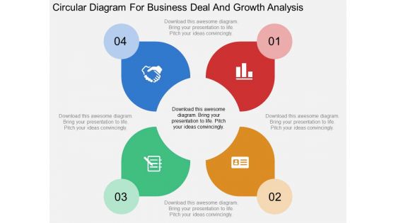 Circular Diagram For Business Deal And Growth Analysis Powerpoint Template