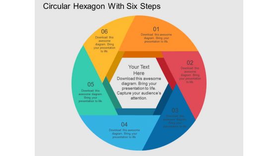 Circular Hexagon With Six Steps Powerpoint Templates