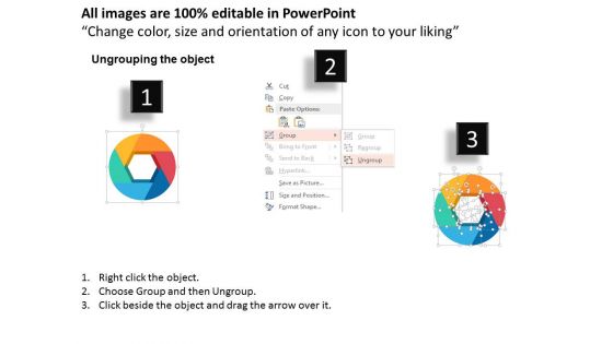 Circular Hexagon With Six Steps Powerpoint Templates