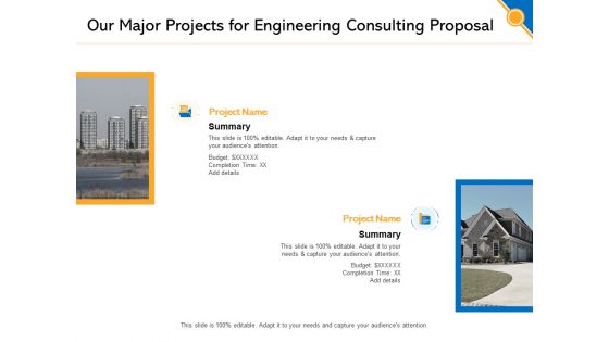 Civil Construction Our Major Projects For Engineering Consulting Proposal Graphics PDF