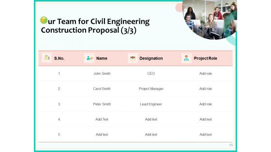 Civil Engineering Consulting Services Proposal For Construction Project Ppt PowerPoint Presentation Complete Deck With Slides