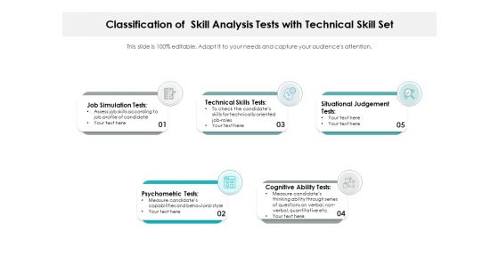 Classification Of Skill Analysis Tests With Technical Skill Set Ppt PowerPoint Presentation Ideas Portrait PDF