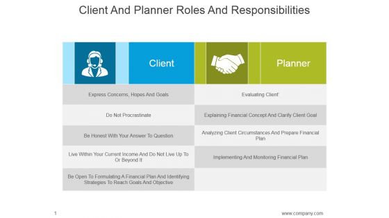 Client And Planner Roles And Responsibilities Ppt PowerPoint Presentation Themes