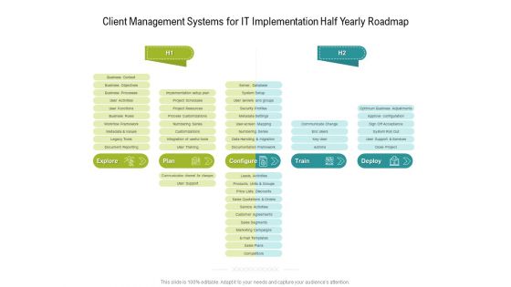 Client Management Systems For IT Implementation Half Yearly Roadmap Brochure