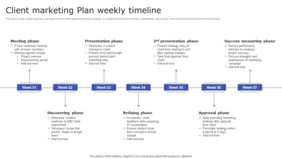 Client Marketing Plan Weekly Timeline Ideas PDF
