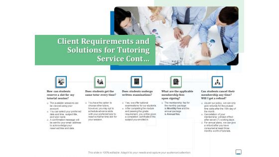 Client Requirements And Solutions For Tutoring Service Cont Ppt Ideas Icons PDF