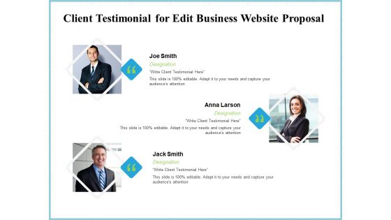 Client Testimonial For Edit Business Website Proposal Ppt File Summary PDF