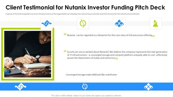 Client Testimonial For Nutanix Investor Funding Pitch Deck Professional PDF