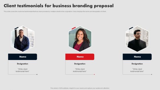 Client Testimonials For Business Branding Proposal Ppt Model Aids PDF