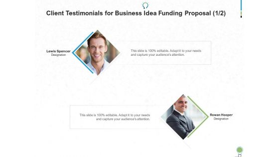 Client Testimonials For Business Idea Funding Proposal Ppt PowerPoint Presentation Model Example Topics