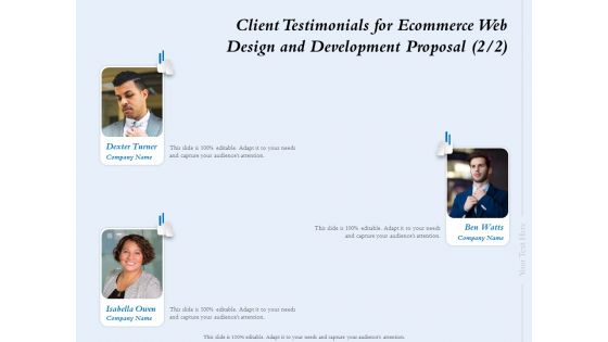 Client Testimonials For Ecommerce Web Design And Development Proposal Communication Ppt Styles Master Slide PDF