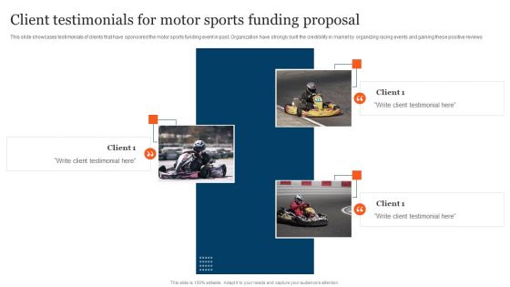 Client Testimonials For Motor Sports Funding Proposal Topics PDF Client Testimonials For Motor Sports Funding Proposal Topics PDF