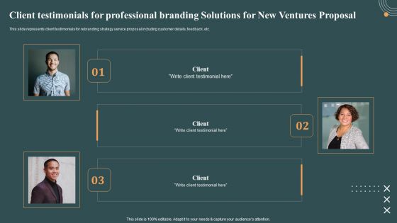 Client Testimonials For Professional Branding Solutions For New Ventures Proposal Themes PDF
