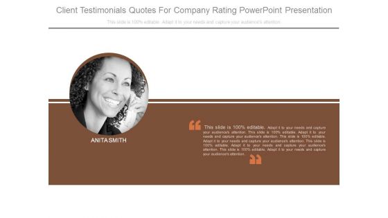 Client Testimonials Quotes For Company Rating Powerpoint Presentation