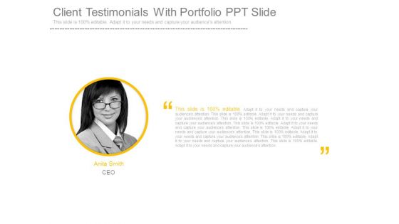 Client Testimonials With Portfolio Ppt Slide
