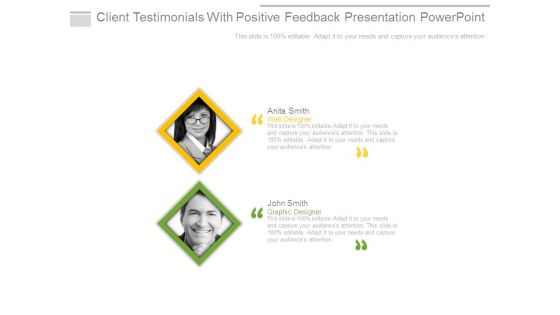Client Testimonials With Positive Feedback Presentation Powerpoint