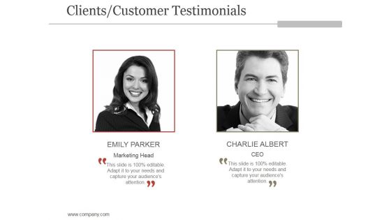 Clients Customer Testimonials Ppt PowerPoint Presentation Sample