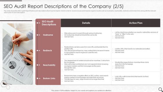 Clients Existing Website Traffic Assessment SEO Audit Report Descriptions Of The Company Background PDF
