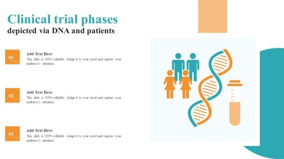 Clinical Trial Phases Depicted Via Dna And Patients Medical Research Phases For Clinical Tests Summary PDF