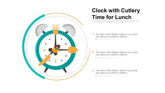 Clock With Cutlery Time For Lunch Ppt PowerPoint Presentation File Images