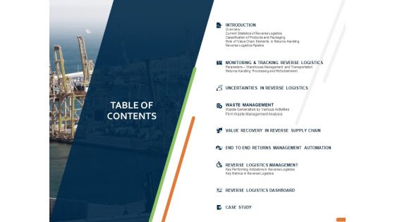 Closed Loop Supply Chain Management Table Of Contents Ppt Infographic Template Elements PDF