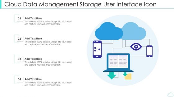 Cloud Data Management Storage User Interface Icon Mockup PDF