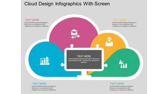 Cloud Design Infographics With Screen Powerpoint Template