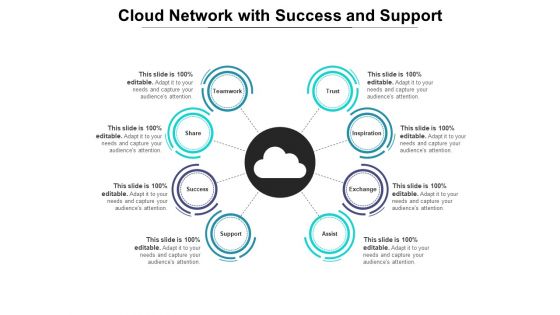 Cloud Network With Success And Support Ppt PowerPoint Presentation Gallery Elements PDF