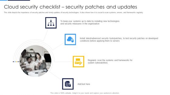 Cloud Security Assessment Cloud Security Checklist Security Patches And Updates Icons PDF