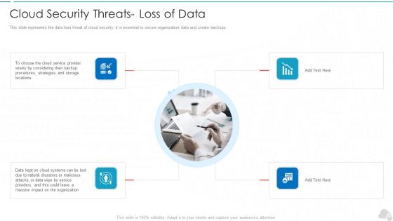 Cloud Security Threats Loss Of Data Cloud Computing Security IT Ppt Infographics Graphic Tips PDF
