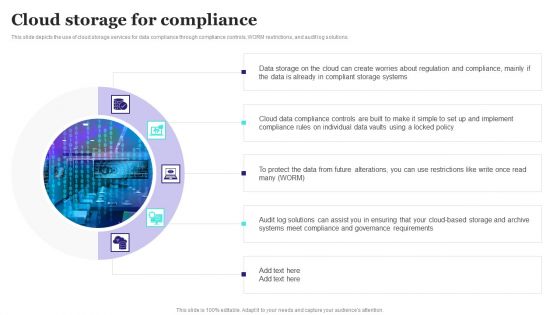 Cloud Storage For Compliance Ppt PowerPoint Presentation File Icon PDF