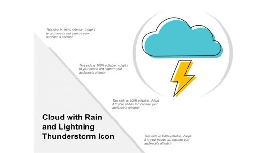 Cloud With Rain And Lightning Thunderstorm Icon Ppt Powerpoint Presentation Layouts Samples