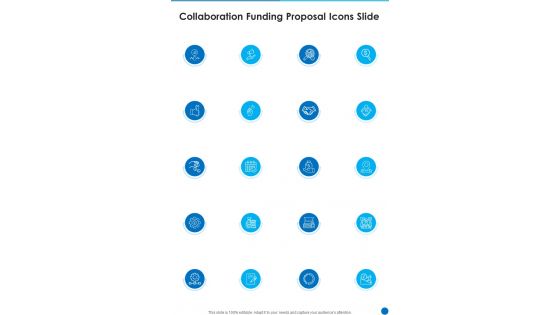 Collaboration Funding Proposal Icons Slide One Pager Sample Example Document
