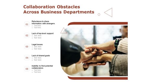 Collaboration Obstacles Across Business Departments Ppt PowerPoint Presentation Gallery Brochure PDF
